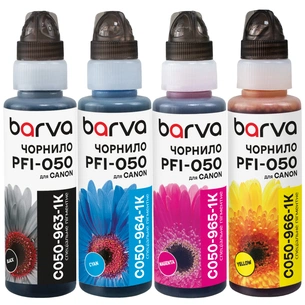 Чорнило Barva Canon PFI-050 100мл*4, Pigm., флакон OneKey, BK/C/M/Y (C050-1K-MP) зображення 1