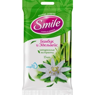 Вологі серветки Smile Daily Бамбук та едельвейс 15 шт. (4820048481960) зображення 1