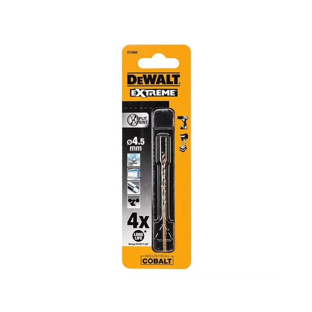 Свердло DeWALT EXTREME INDUSTRIAL COBALT HSS-CO, 4,5 х 80 х 46 мм (DT4905) - picture 3