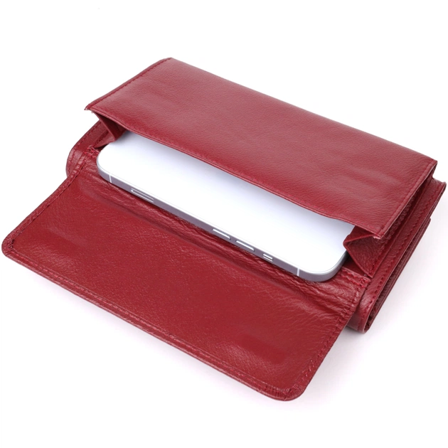 Кошелек ST Leather С карманом для телефона из натуральной кожи Бордовый (23069) - изображение 10