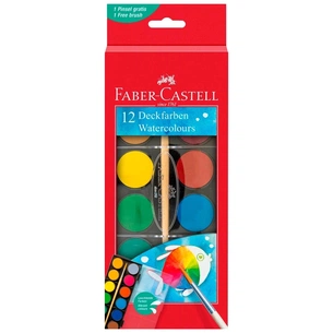 Акварельные краски Faber-Castell 2 кольорів (d 30 мм) з пензликом (125018) (32298) изображение 1
