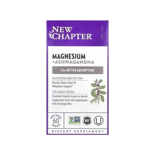 Мінерали New Chapter Магній та Ашваганда, Magnesium + Ashwagandha, 60 таблеток (NCR-90243) зображення 1