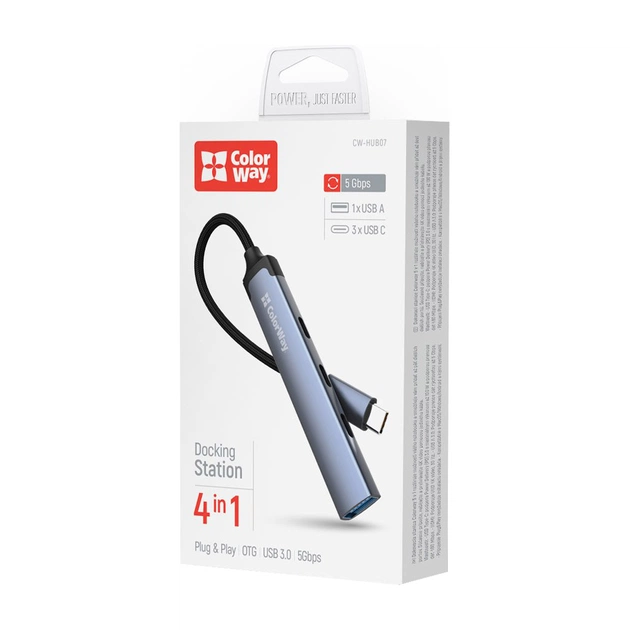 Концентратор ColorWay USB-C 4-in-1 USB-C2.0х3/USB3.0 (CW-HUB07) - picture 6