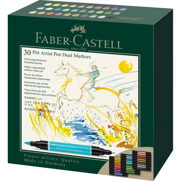 Художественный маркер Faber-Castell двухсторонних Pitt Artist Pen Dual Marker, 30 цветов (32419) - изображение 1