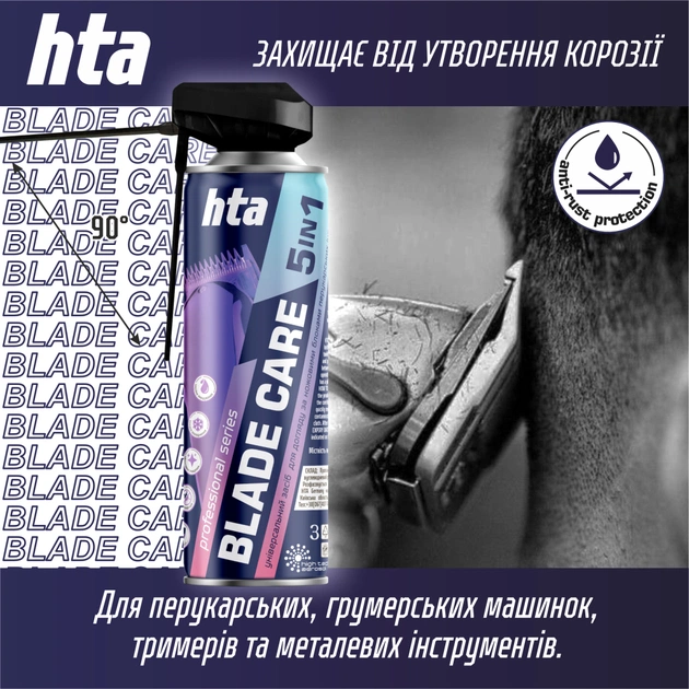 Средство по уходу за парикмахерской техникой HTA Blade Care 5 in 1 Охлаждающий и дезинфицирующий Для электробритв и машинок для стрижки 500 мл (4820159543427) - изображение 3