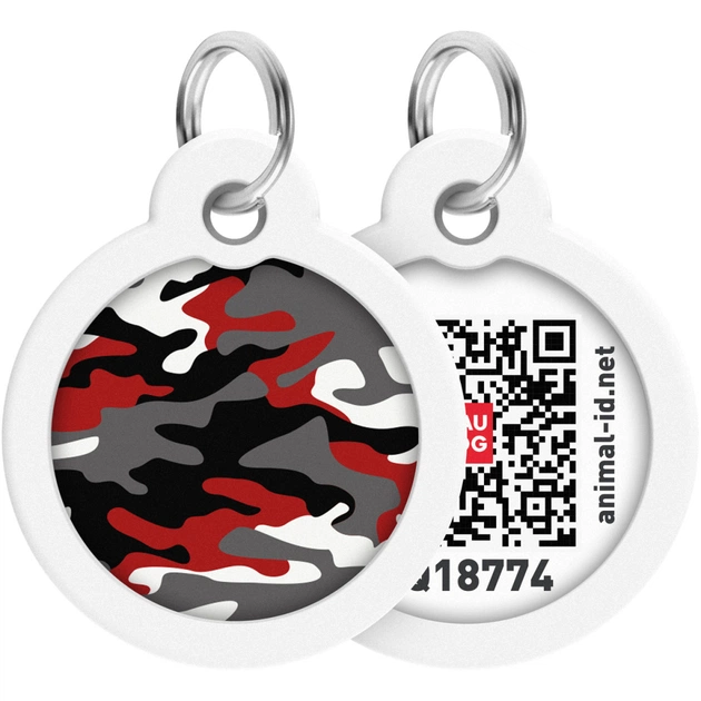 Адресник для тварин WAUDOG Smart ID з QR паспортом "Камо сірий", круг 30 мм (230-0215) - зображення 1