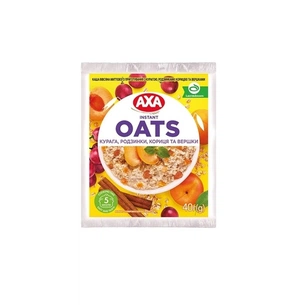 Їжа швидкого приготування АХА Каша Вівсяна з курагою, родзинками, корицею та вершками 40 г (4820237691071) зображення 1