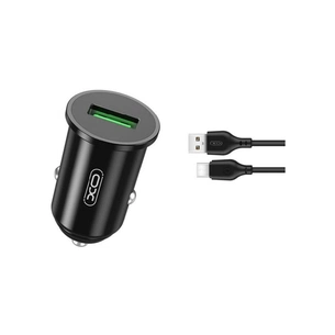 Зарядний пристрій XO TZ12 QC3.0 (1USB/18W) + USB - Type-C Black (XO-TZ12-BK) зображення 1
