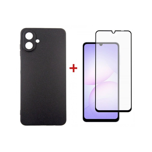 Чохол до мобільного телефона Dengos Carbon Kit for Samsung Galaxy A07 case + glass Black (DG-KM-162) - зображення 1