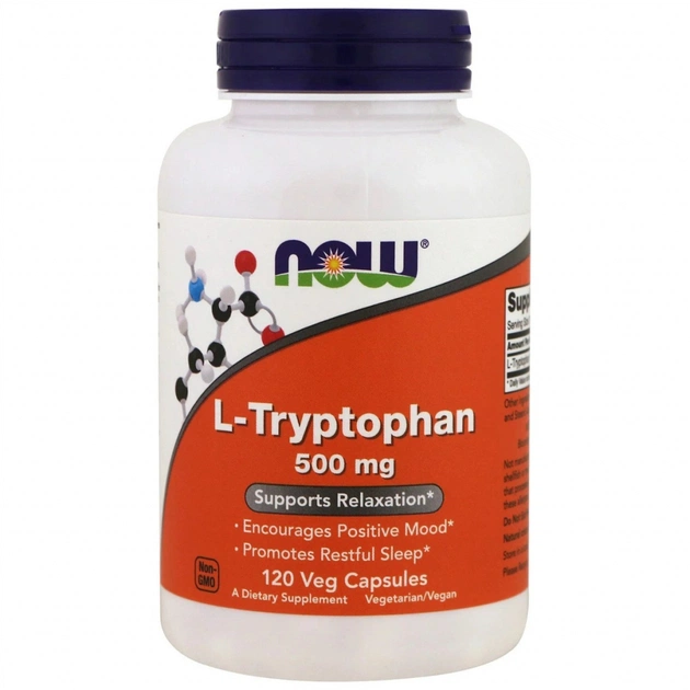 Амінокислота Now Foods L-триптофан, 500 мг, 120 рослинних капсул (NOW-00167) - зображення 1