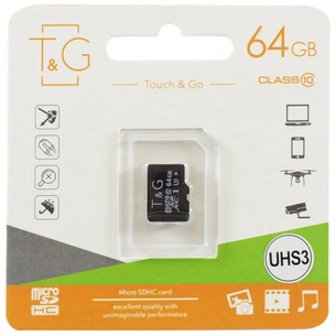 Карта пам'яті T&G 64GB microSDHC class 10 UHS-I U3 (TG-64GBSDU3CL10-00) зображення 1
