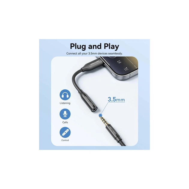 Перехідник USB-C to 3.5mm M black Vention (BIIBA) - picture 6