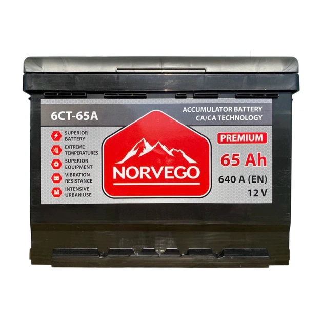 Акумулятор автомобільний NORVEGO ВЕСТА Premium 65A +прав (0) (640 пуск) - изображение 1