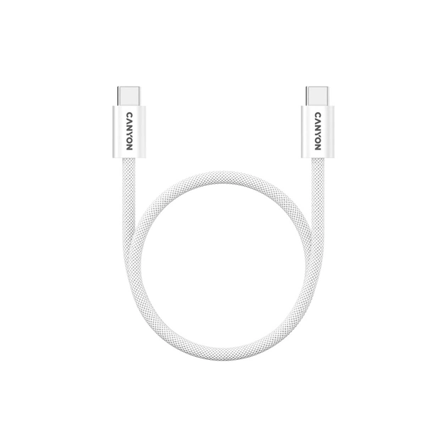 Дата кабель USB-C to USB-C 1.0m 60W Magnet Braided White Canyon (CND-CCMG60AB15W) - изображение 1