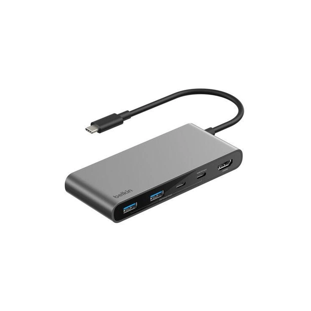 Концентратор Belkin USB-C 7-in-1 2xUSB 3.0 + USB-C + PD + HDMI 2.0 4K60Hz + SD/TF gray (AVC023HQSGY) - зображення 1