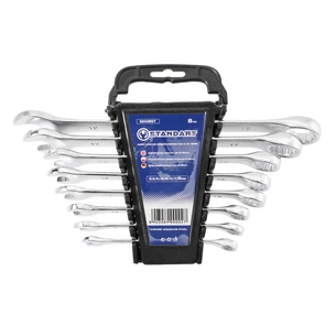 Ключ Стандарт ріжково-накидний 8 шт. 8-19 мм на холдері (NKK8ST) зображення 1