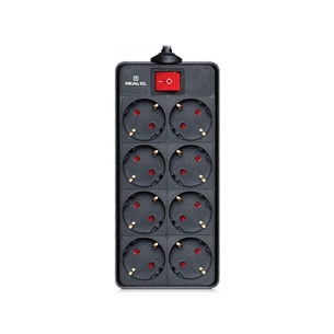 Мережевий фільтр живлення REAL-EL REAL-EL RS-8 PROTECT, 3m, black (EL122300022) зображення 1