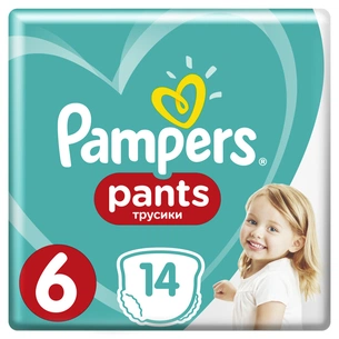 Підгузки Pampers трусики Pants Extra Large Розмір 6 (15+ кг), 14 шт (8001090414359) зображення 1
