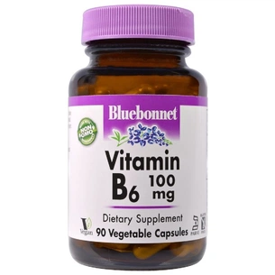 Вітамін Bluebonnet Nutrition Вітамін B6 100 мг, Vitamin B6, 90 вегетаріанських капсул (BLB0430) зображення 1