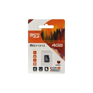 Карта пам'яті Mibrand 4GB microSDHC class 6 Без адаптера (MICDC6/4GB) зображення 1