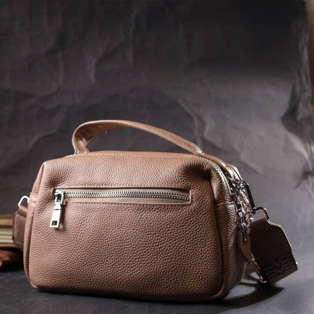 Сумка Vintage Женская на два отделения из натуральной кожи Бежевая (22345) - изображение 10