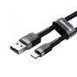 Дата кабель USB 2.0 AM to Lightning 1.0m Cafule 2.4A gray+black Baseus (CALKLF-BG1) - зменшене зображення 4
