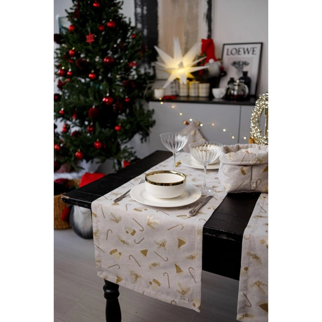 Доріжка на стіл Прованс Шапочки на бежевому 40х180 см (036824) - picture 4