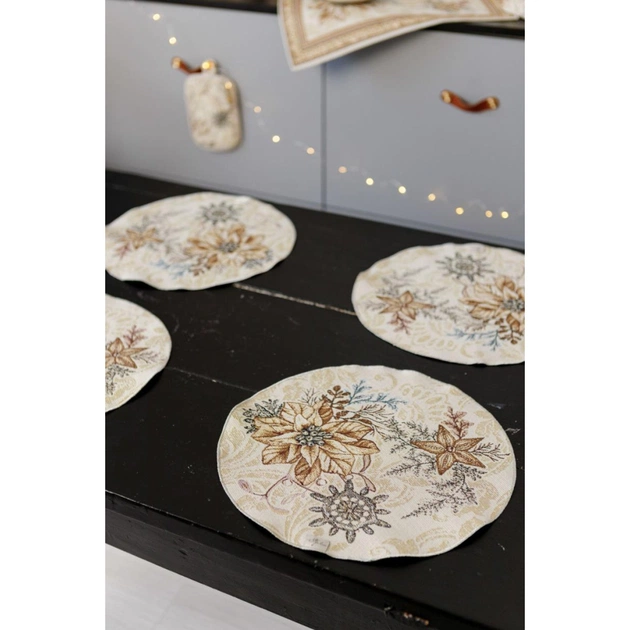 Серветка на стіл Прованс гобеленова Золоте свято D 35см (036313) - picture 2