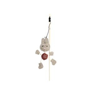 Іграшка для котів Hippie Pet Вудка з кроликом коричнева 40 см (HIPCW2303010-2) зображення 1