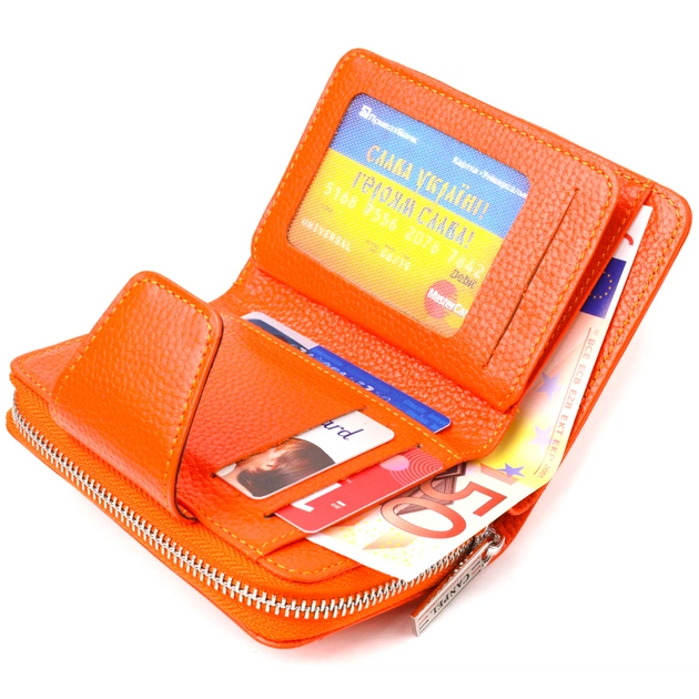 Портмоне Canpellini З натуральної шкіри флотар Помаранчеве (21602) - зображення 7
