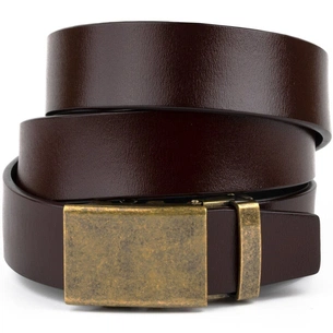 Ремінь Vintage Чоловічий з латунною пряжкою автомат Коричневий (20264) зображення 1