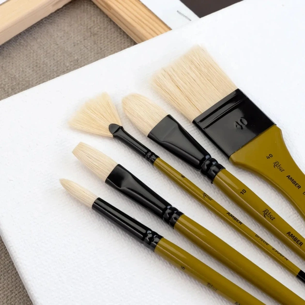 Пензлик для малювання Rosa Щетина плоска, AMBER 2306F, №1 (4823098533382) - picture 3