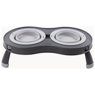 Посуд для собак Dexas Миска подвійна на складній підставці-велика 600 мл світло-сіра (0084297309039) изображение 1