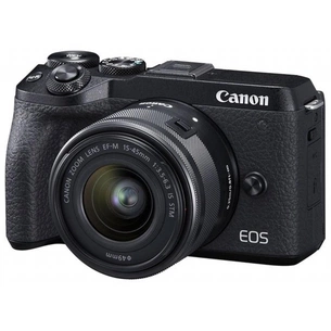 Цифровий фотоапарат Canon EOS M6 Mark II + 15-45 IS STM + EVF Kit Black (3611C053) зображення 1