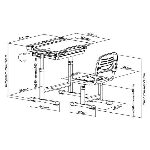 Парта зі стільцем FunDesk Cantare Grey - picture 8