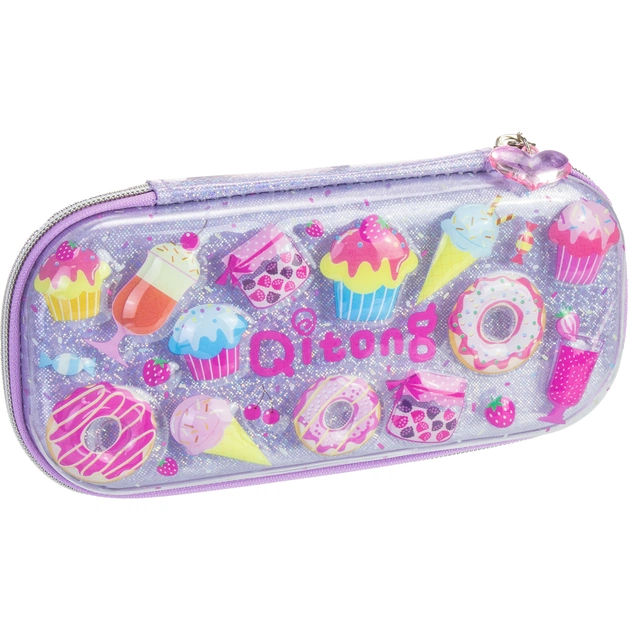 Пенал Cool For School блискучий 1 відділення з органайзером фіолетовий (QT-5780-Purple) - зображення 1