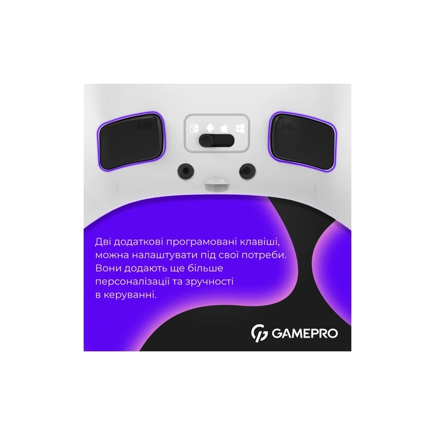 Геймпад GamePro GPX13W 2.4G/BT 5.1/USB/PC/iOS/Android RGB White (GPX13W) - picture 7