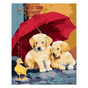 Картина по номерам Strateg Друзі під парасолькою 30х40 см (SV-0042) зображення 1