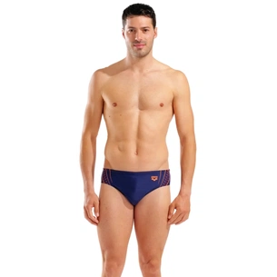 Плавки Arena Double Graphic Swim Briefs 010951-705 темно-синій, помаранчевий 85 (3468337766315) зображення 1
