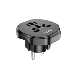 Переходник Universal adapter US/UK/AU to EU bkack HOCO (6931474791511) изображение 1