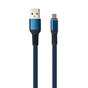 Дата кабель USB 2.0 AM to Micro 5P 1m flat nylon blue Vinga (VCPDCMFNB1B) - зменшене зображення 2