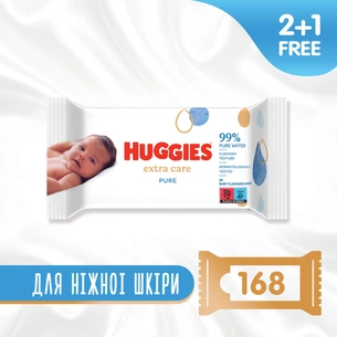 Дитячі вологі серветки Huggies Pure Extra Care 3 х 56 шт (5029054222119) зображення 1