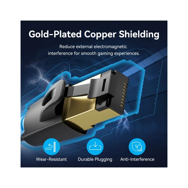 Патч-корд 5м, S/FTP cat 8 RJ-45 black Vention (IKABJ) - picture 9