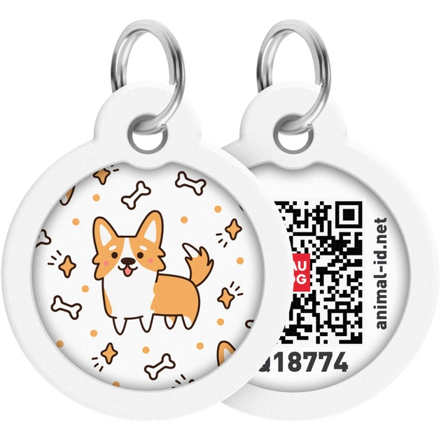 Адресник для тварин WAUDOG Smart ID з QR паспортом "Корги", круг 30 мм (230-0212) - зображення 1