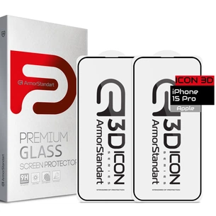 Скло захисне Armorstandart Icon 3D iPhone 15 Pro Black 2pcs (ARM74270) зображення 1