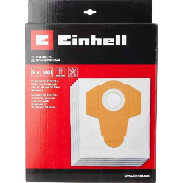 Мешок для пылесоса Einhell синтетический к моделям 30-50л, 5шт (2351195) - изображение 4