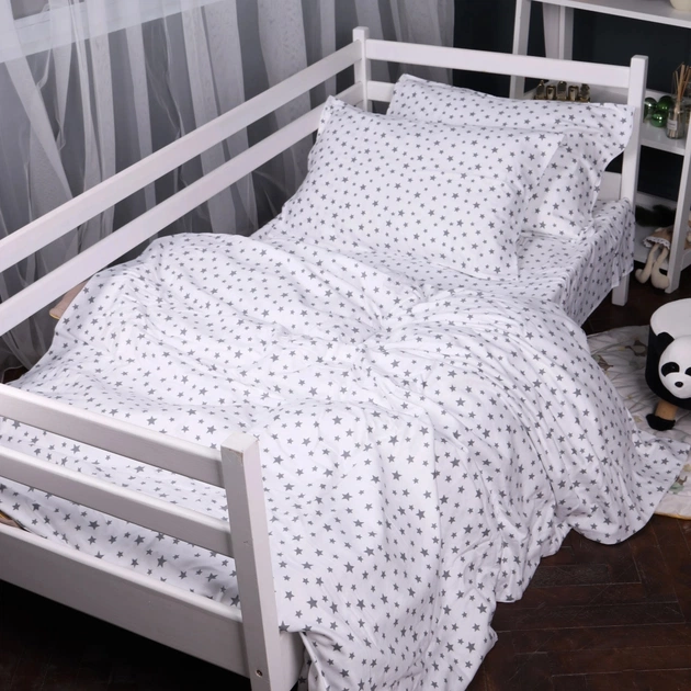 Постельное белье MirSon 016 White Stars Фланель 200x220 Евро (2200009652141) - изображение 1