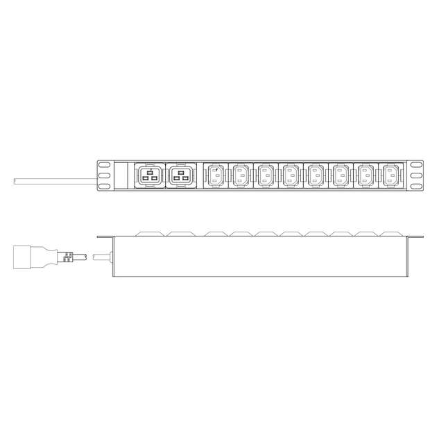 Силовий блок 19" 1U w/PDU 8xC13, 2xC19, 16A, 250V, вилка C20 Digitus (DN-95427) - зображення 5