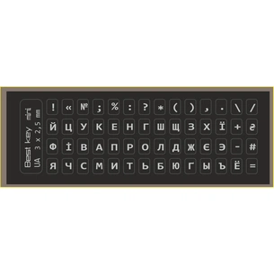 Наклейка на клавіатуру BestKey мініатюрна непрозора чорна, 56, срібний (BKm4SIL/044) зображення 1