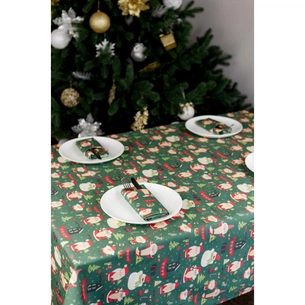 Скатертина Прованс святкова Санта на зеленому 180х140 см (035787) зображення 1